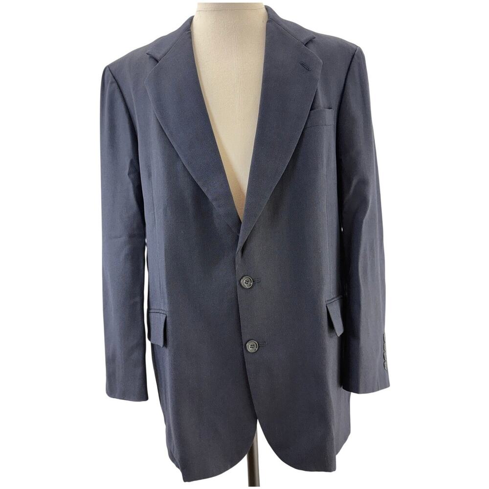 Oscar de la Renta Men’s 42L Navy Blue Blazer Jacket Sport Coat